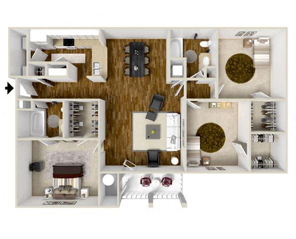 Three-Bedroom floorplan