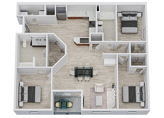 Three-Bedroom floorplan