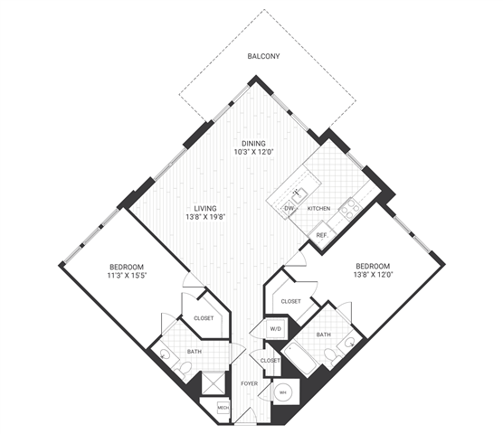 Floor plan layout diagram for Meridian B3