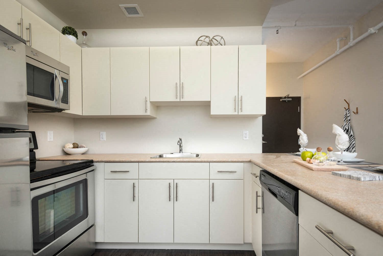Kitchen and Dining Area at 300 Tache Apartment, Winnipeg, MB.