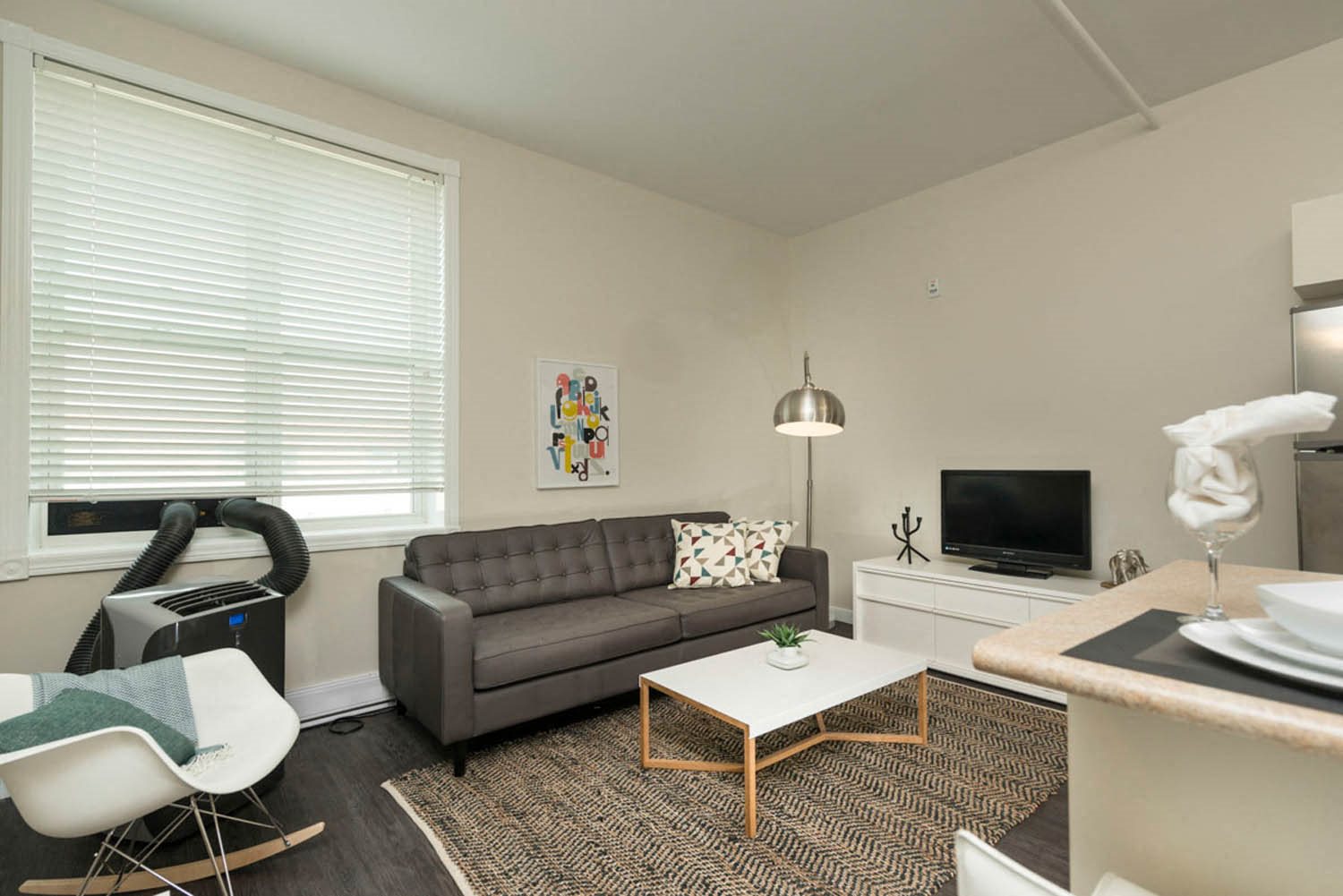 Living Room at 300 Tache Apartment, Winnipeg, MB.
