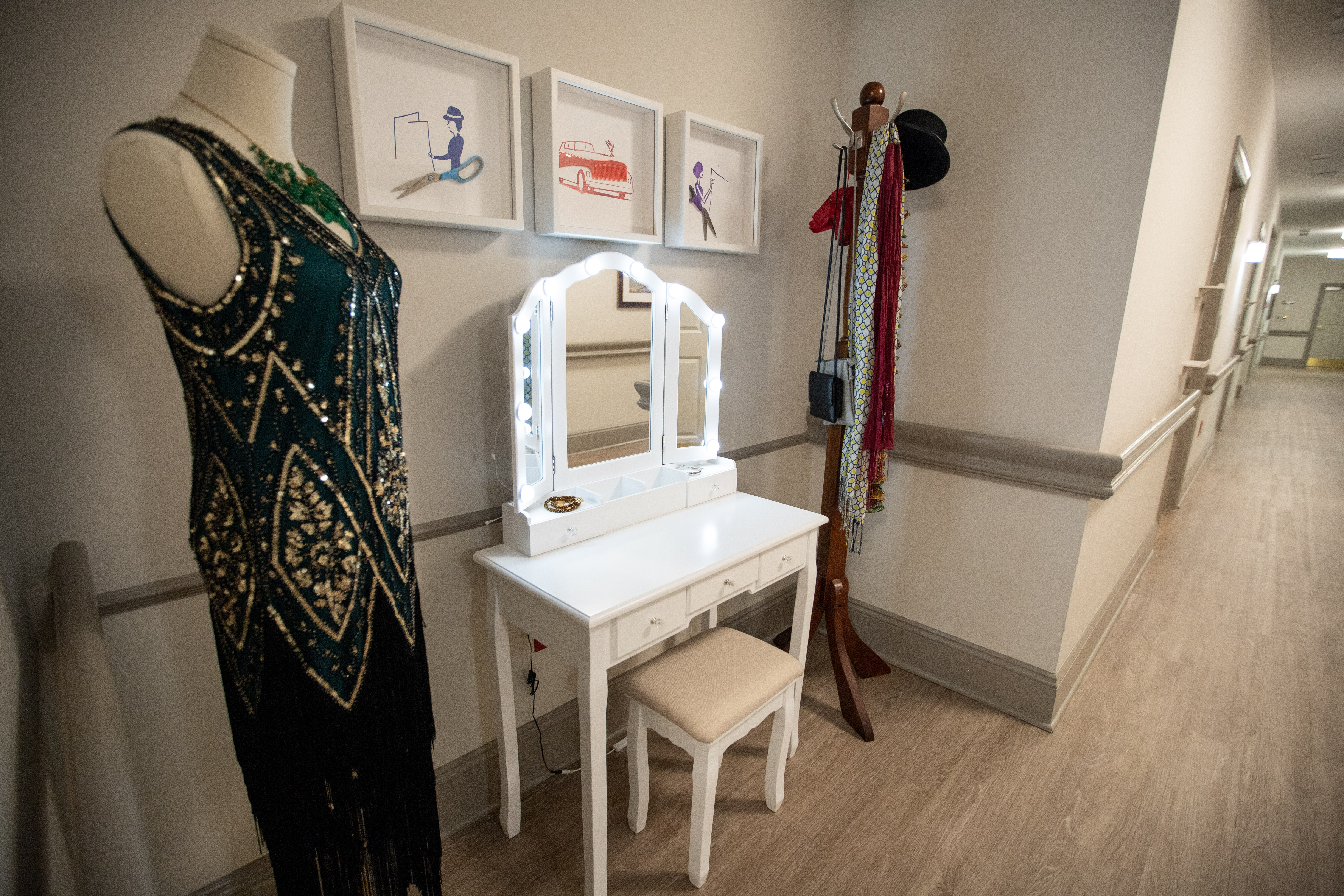 A white vanity table at Spring Arbor of Williamsburg, Williamsburg, 23185