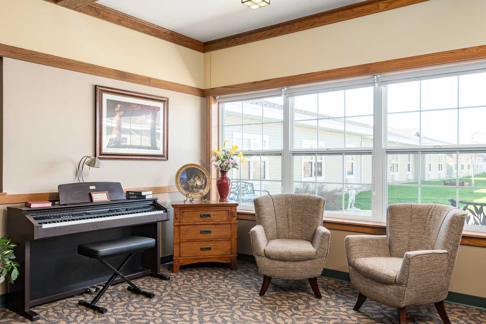 Piano Room at Windsor Manor Webster City, Iowa, 50595