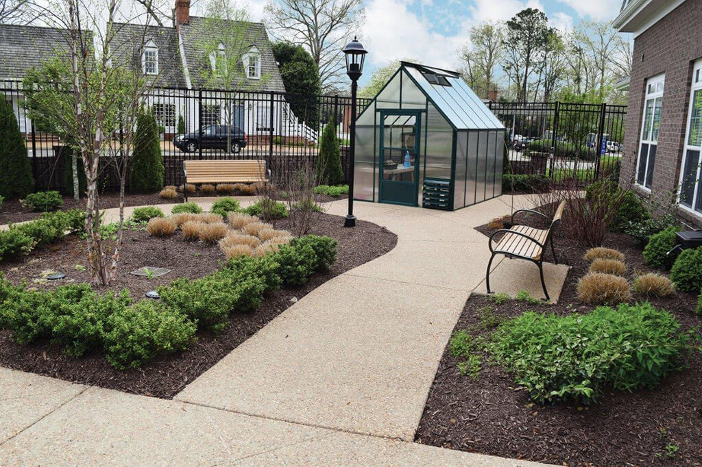 Lush Green Courtyard Wit Walking Paths at Spring Arbor Cottage of Salisbury, Midlothian, Virginia