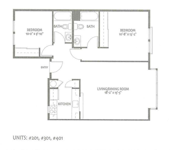 Floor Plan Units 201, 301, 401