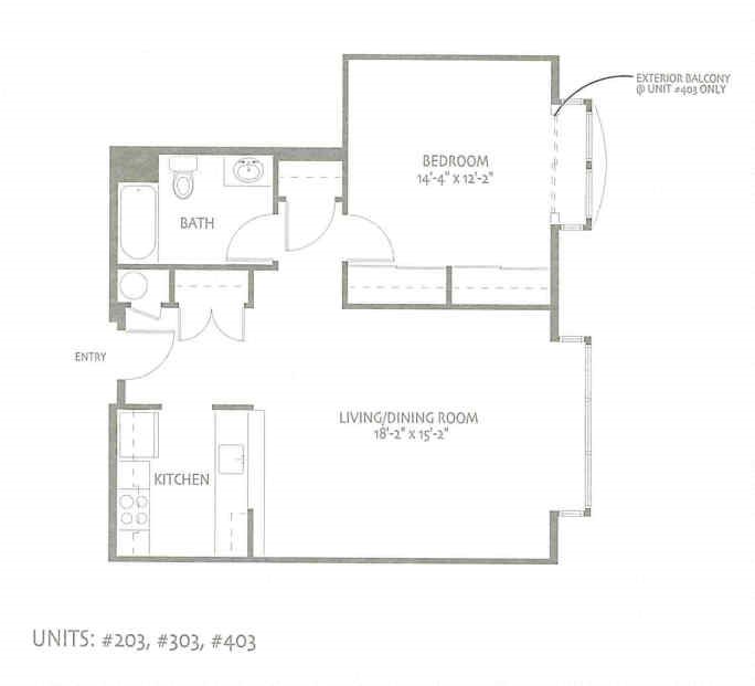 Floor Plan Units 203, 303, 403