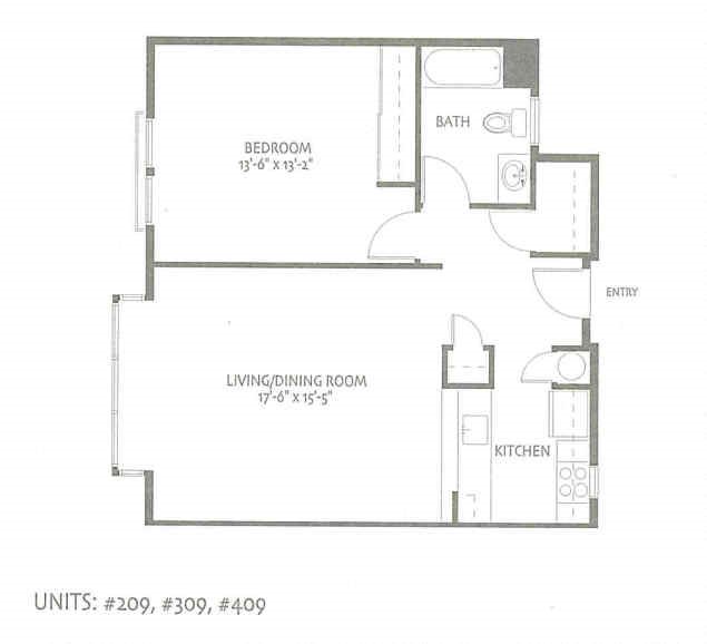 Floor Plan Units 209, 309, 409