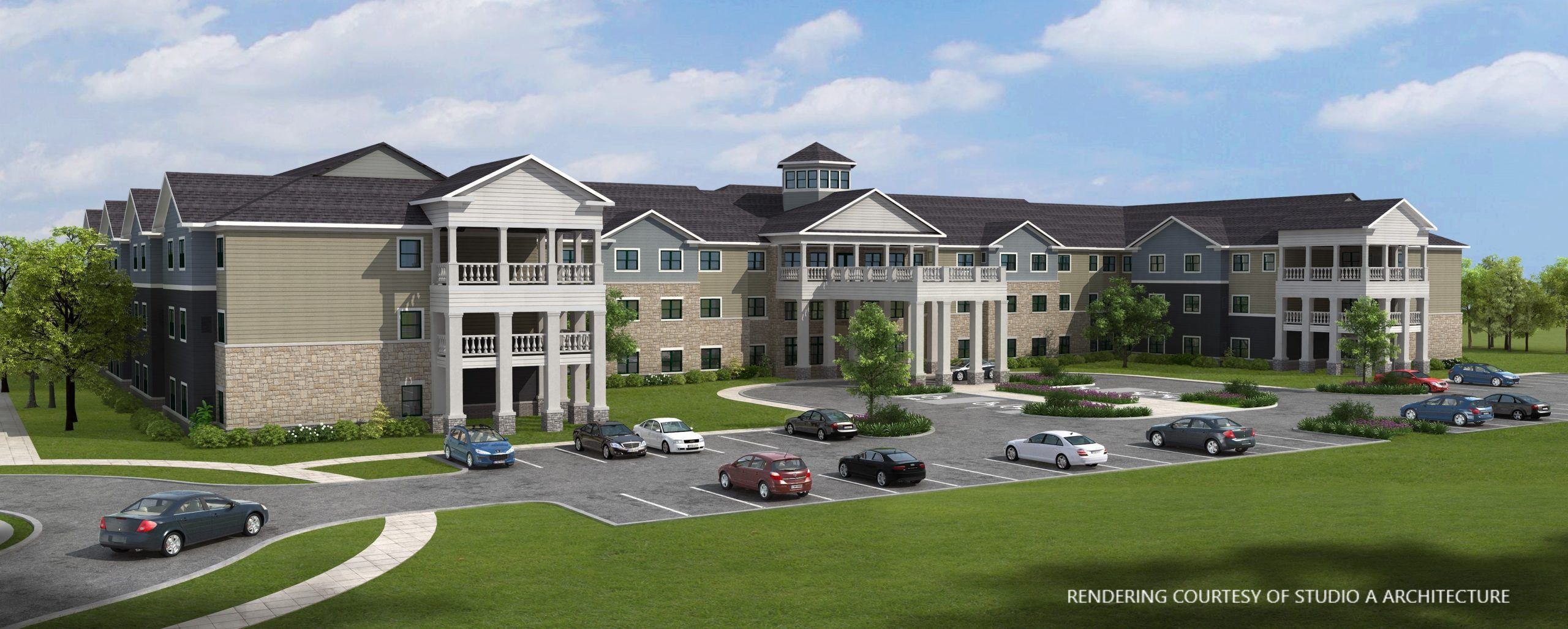 A rendering of the Avalon apartment complex