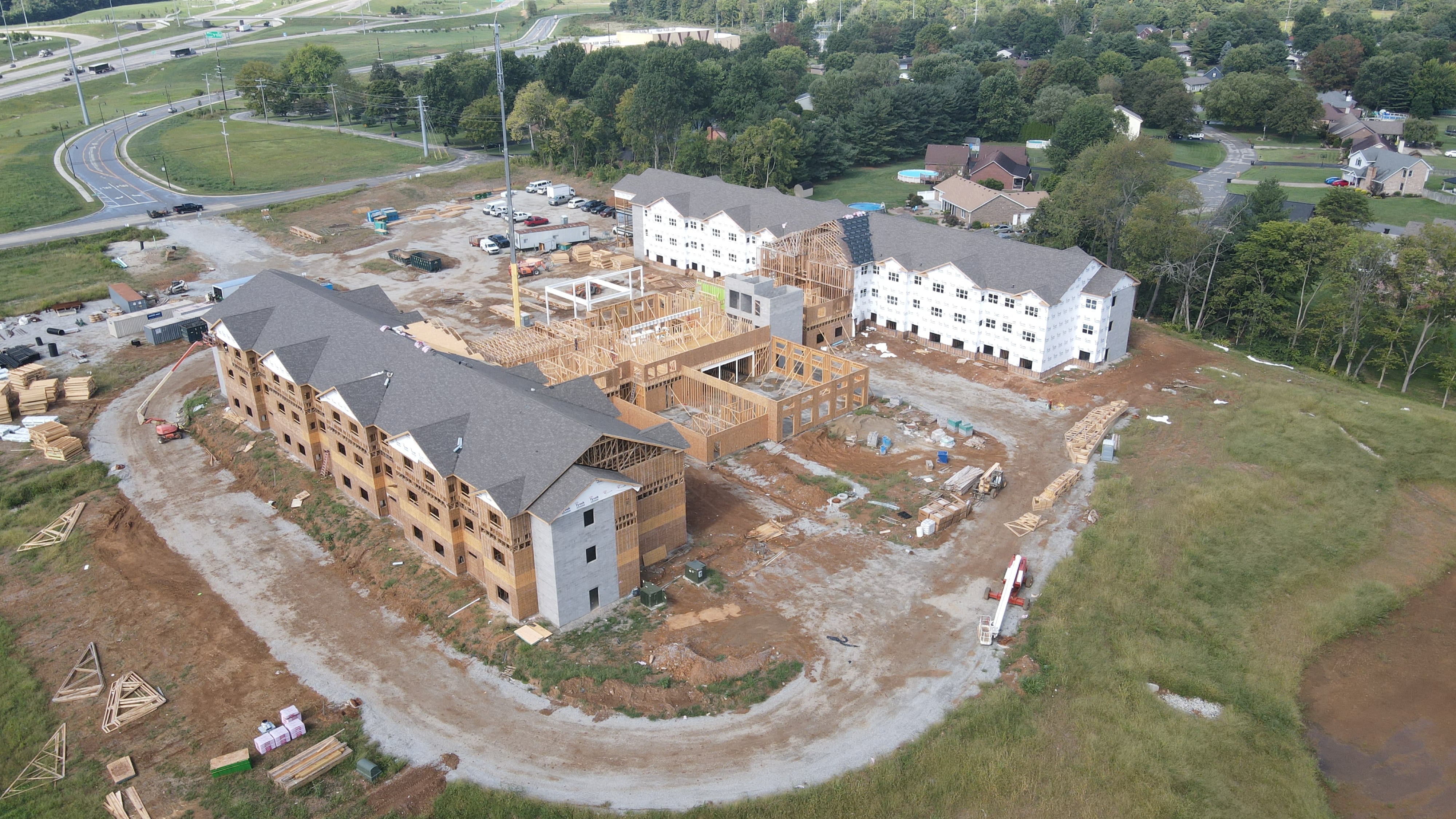 Airiel view of Bridgepoint apartments being built 2
