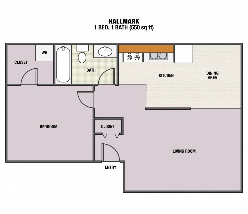 Floorplan for 1 bedroom units