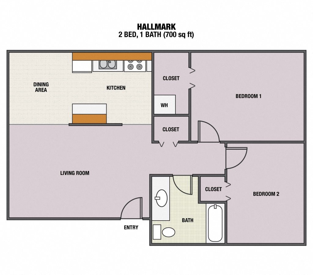 Floorplan for 2 bedroom units