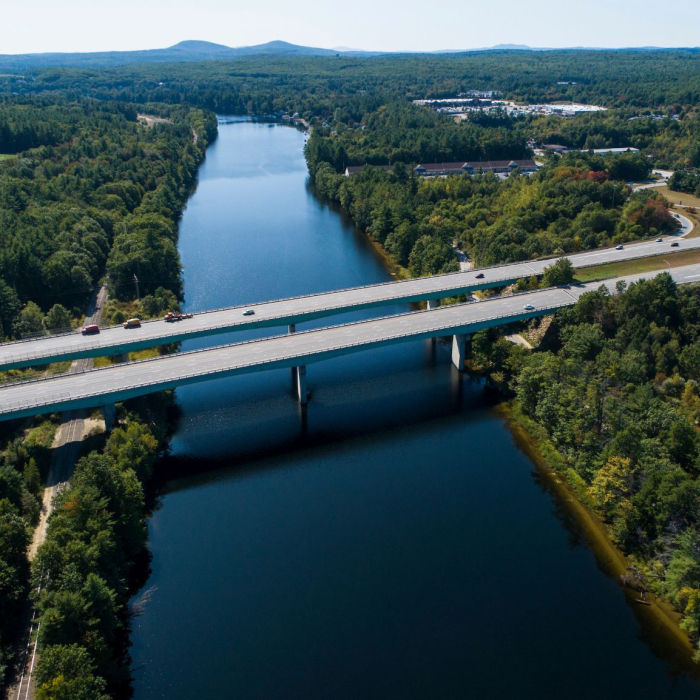 Interstate 93 crossing the Merrimack River near Hooksett New Hampshire