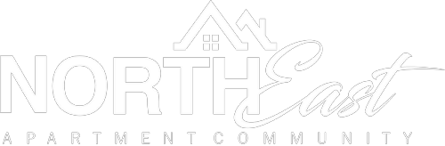 a green and white logo for a north east apartment community