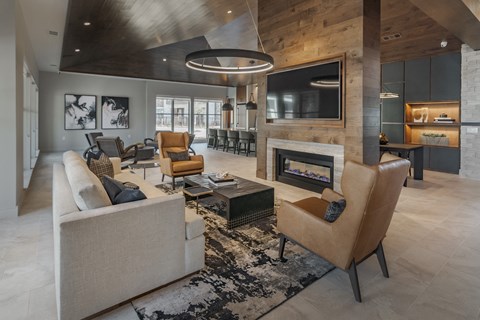 Resident Media Lounge with Fire Place
