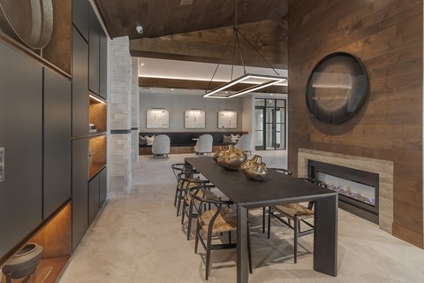 Luxe Clubhouse Lounge with Spacious Dining Table