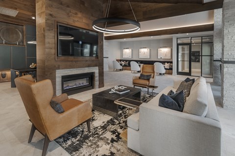 Resident Media Lounge with Fire Place