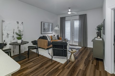 Spacious Living Room Featuring 9 Foot Ceilings