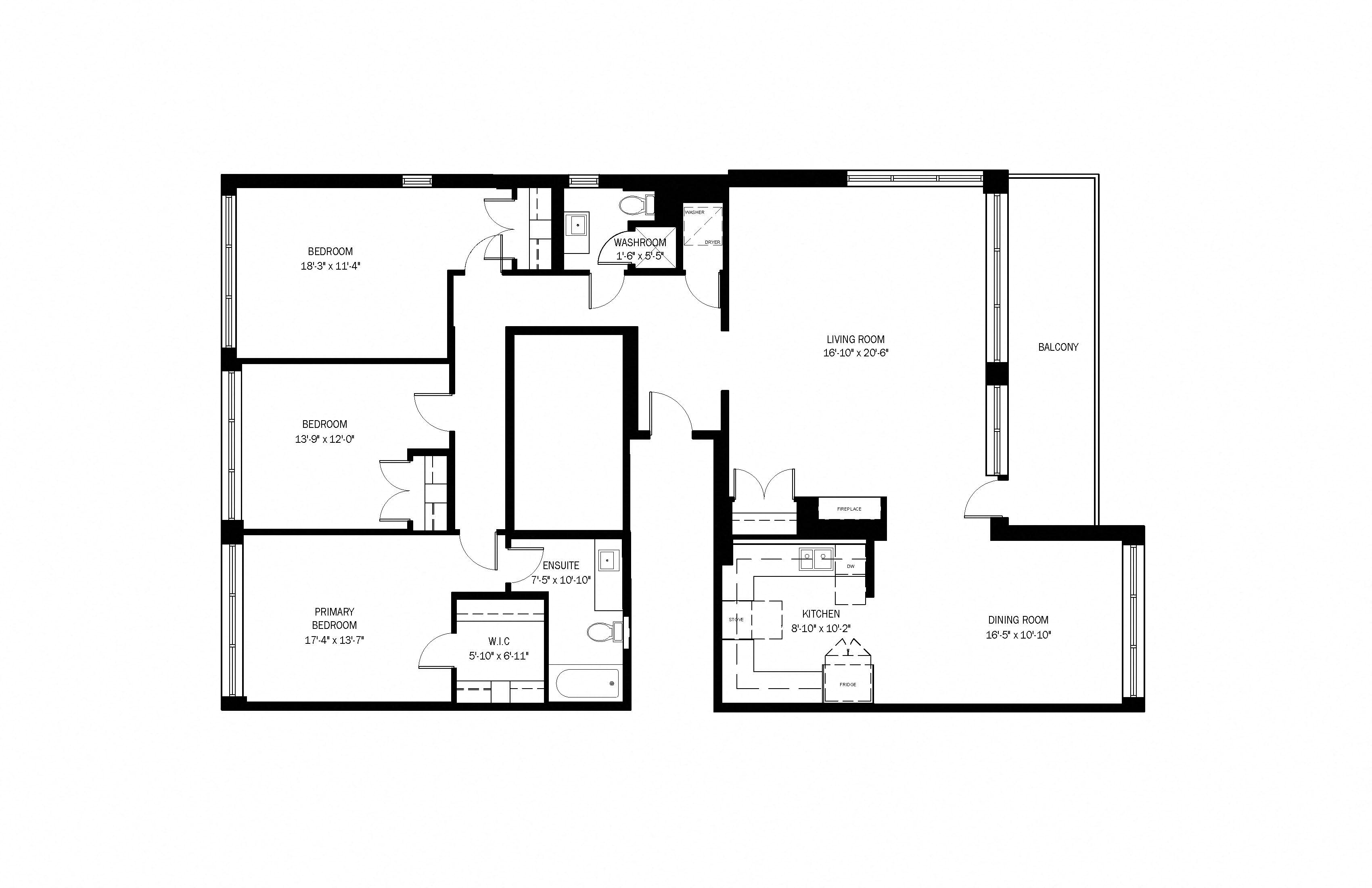 Floor Plans of Park Towers Apartments in London, ON