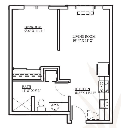 1 Bedroom 1 bathroom Floor Plan 1 Bedroom 1 bathroom Floor Plan at The Lofts by Cogir Senior Living, Vancouver