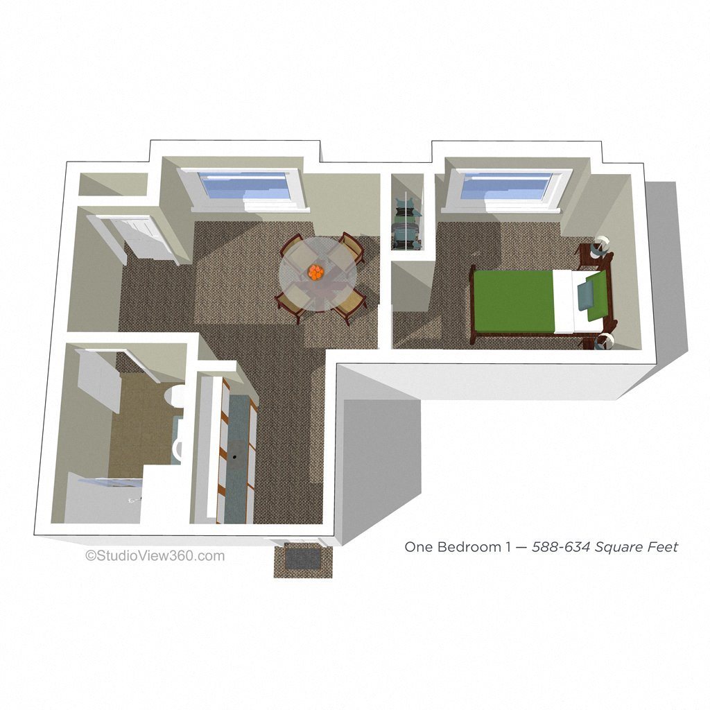 1 Bed 1 Bath Floor Plan 1 Bed 1 Bath Floor Plan at Cogir of Northgate Memory Care, Seattle, 98125