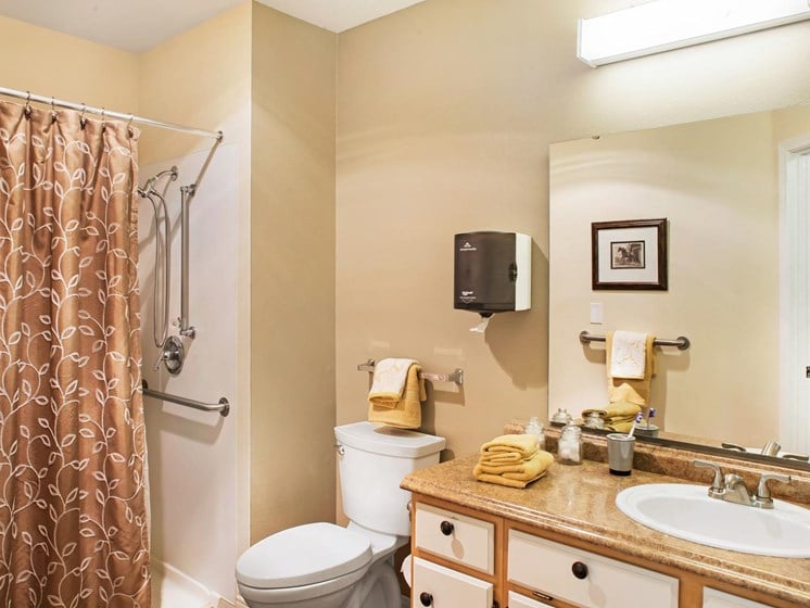 Luxurious Bathrooms at Cogir of Northgate Memory Care, Seattle, WA