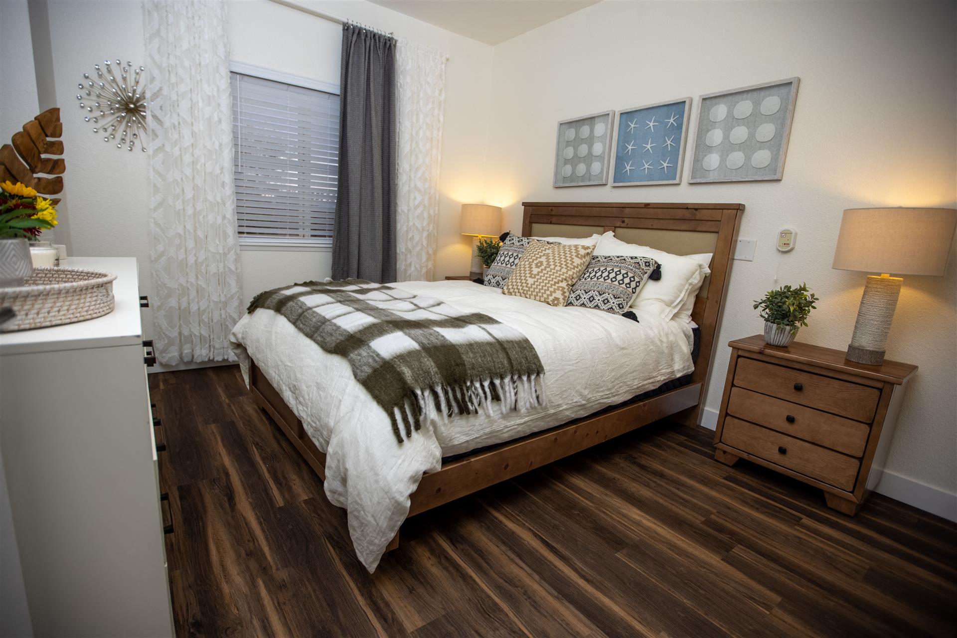 Bedroom with cozy bed at Cogir of Stock Ranch, Citrus Heights, California