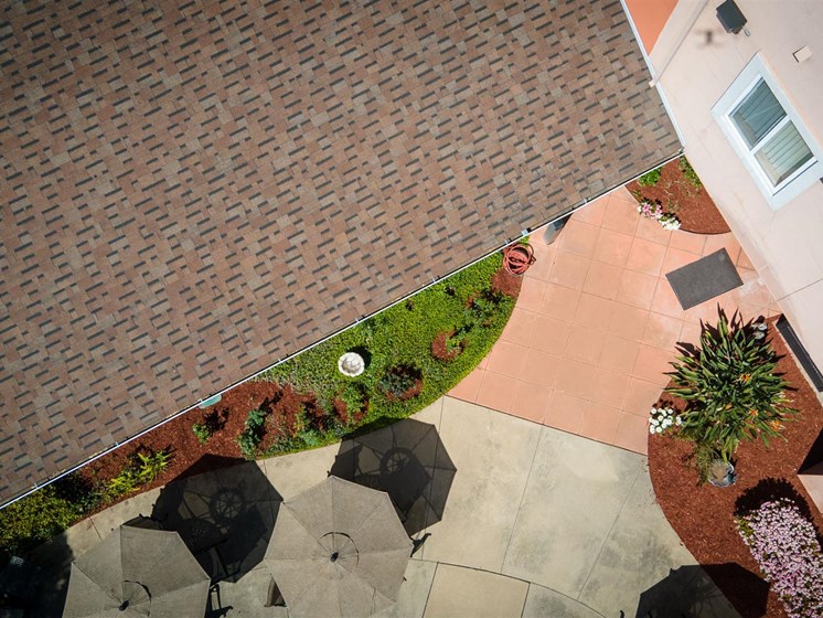 Aerial View Of Courtyard at Cogir of Stock Ranch, Citrus Heights, CA, 95621
