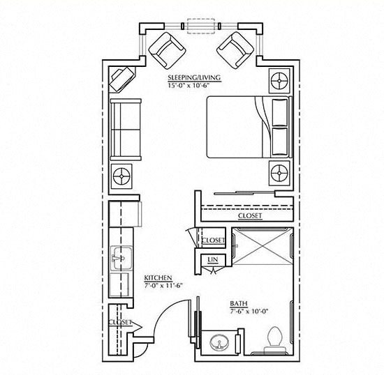 Assisted Living Studio Assisted Living Studio at Cogir at The Quarry, Vancouver