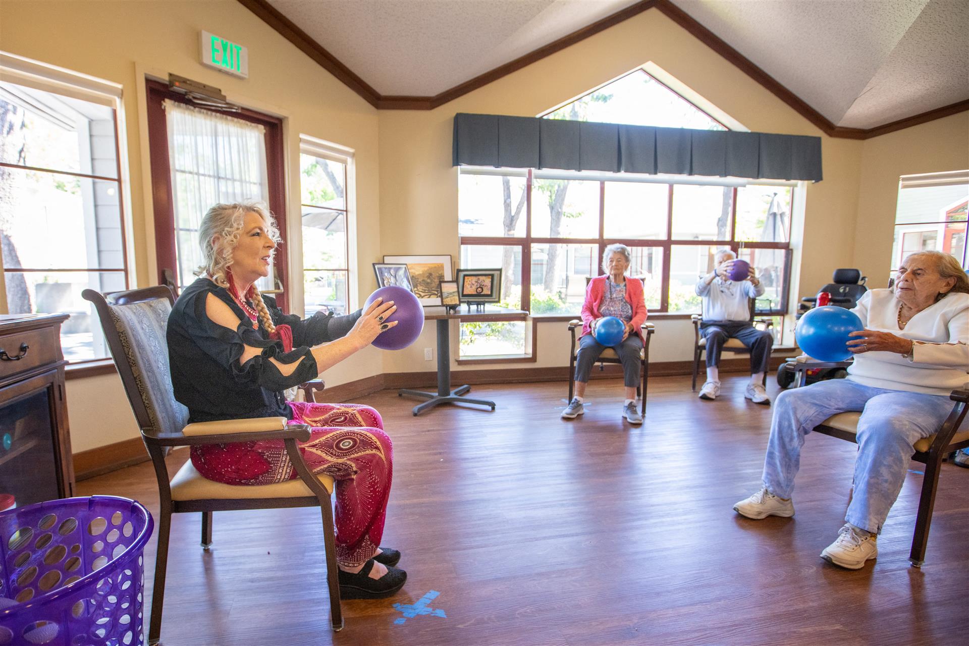 Senior Resident Doing Exercise at Cogir of Sonoma, Sonoma, 95476