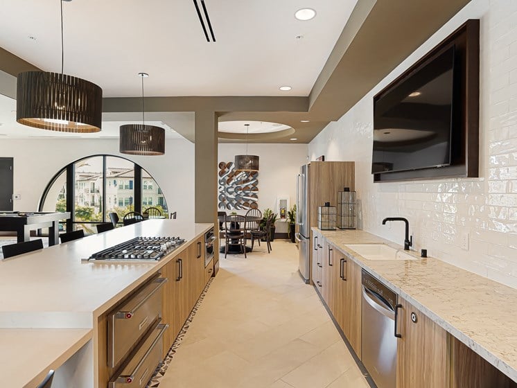 Gourmet Demo Kitchen Clubhouse Sky Lounge The Club at Enclave Apartments Chula Vista