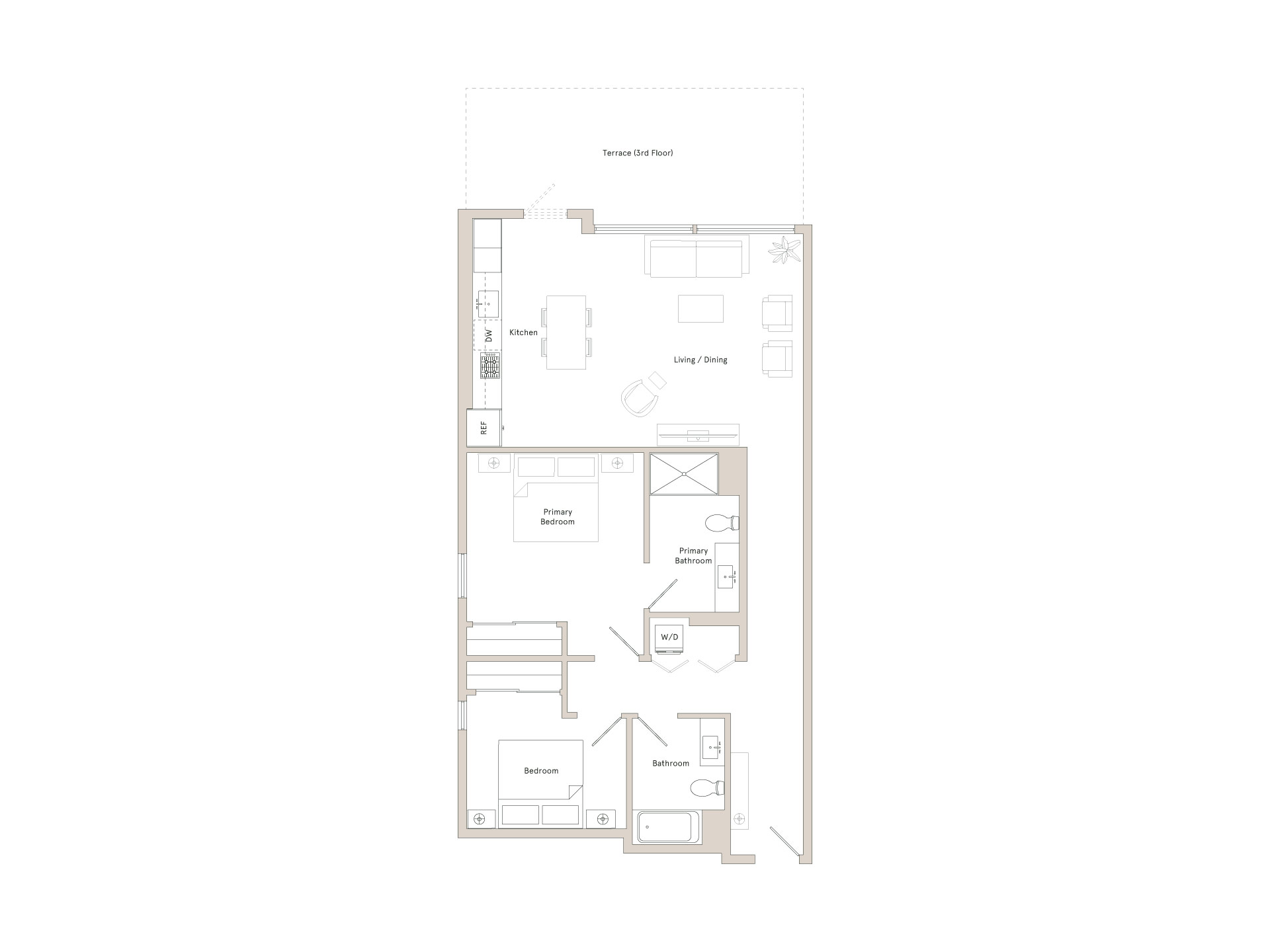 A floor plan of a house with labeled rooms.