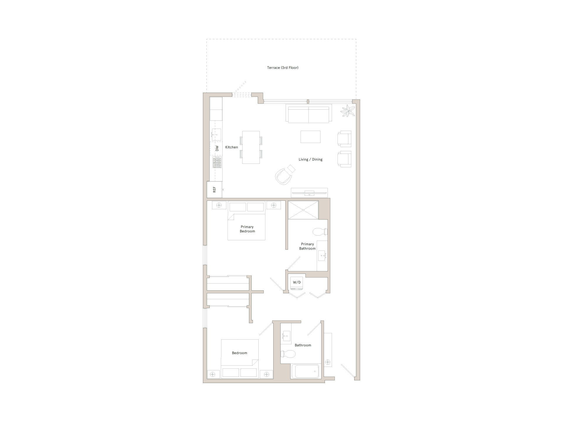 A floor plan of a house with labeled rooms.