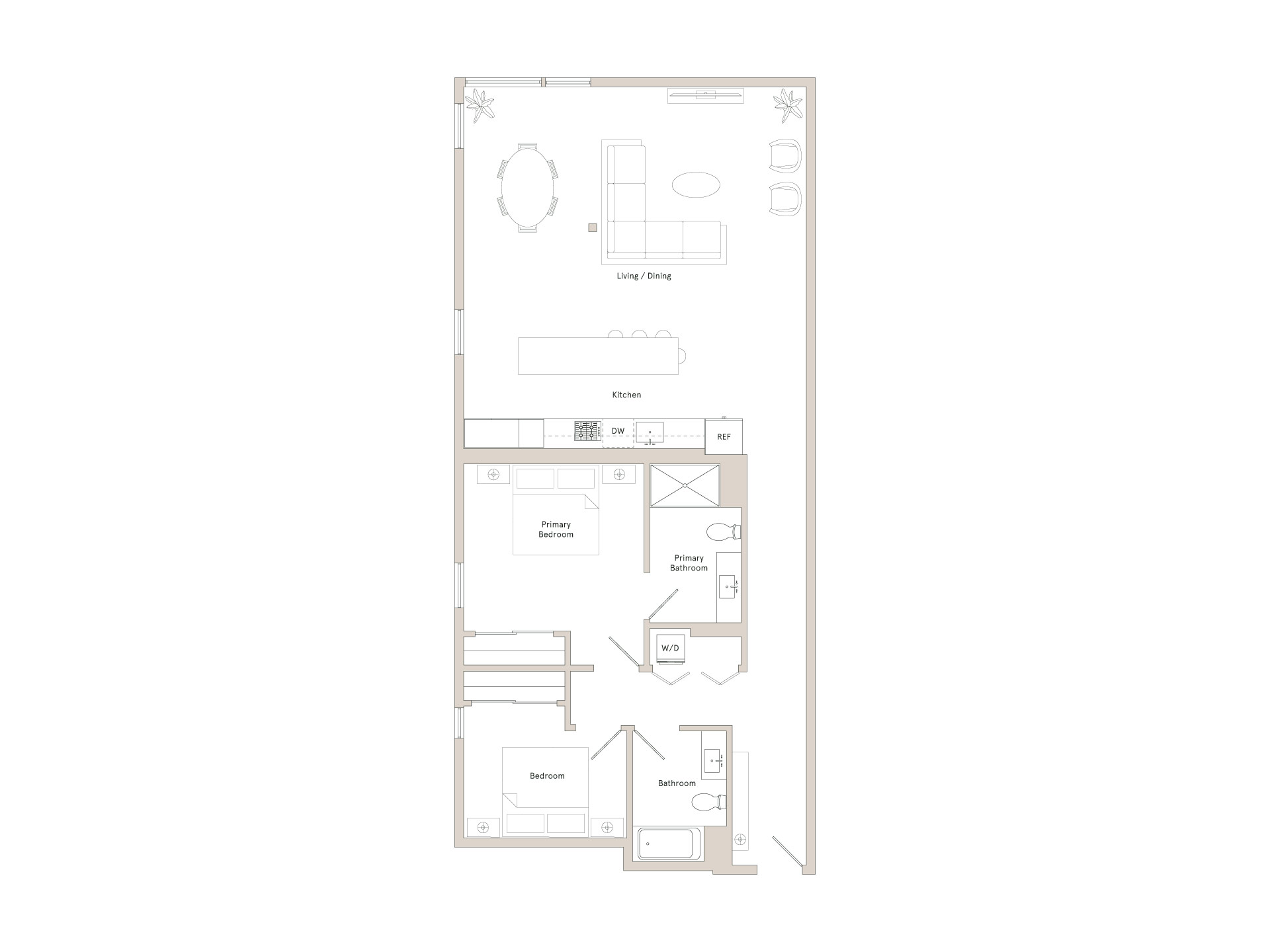 A floor plan of a house with labeled rooms.