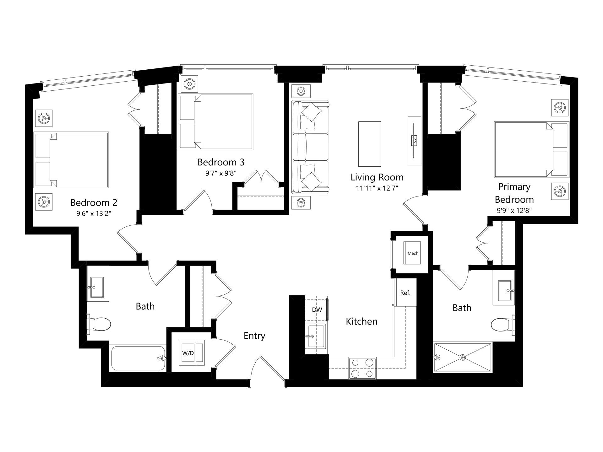 Floor plan layout diagram for C1
