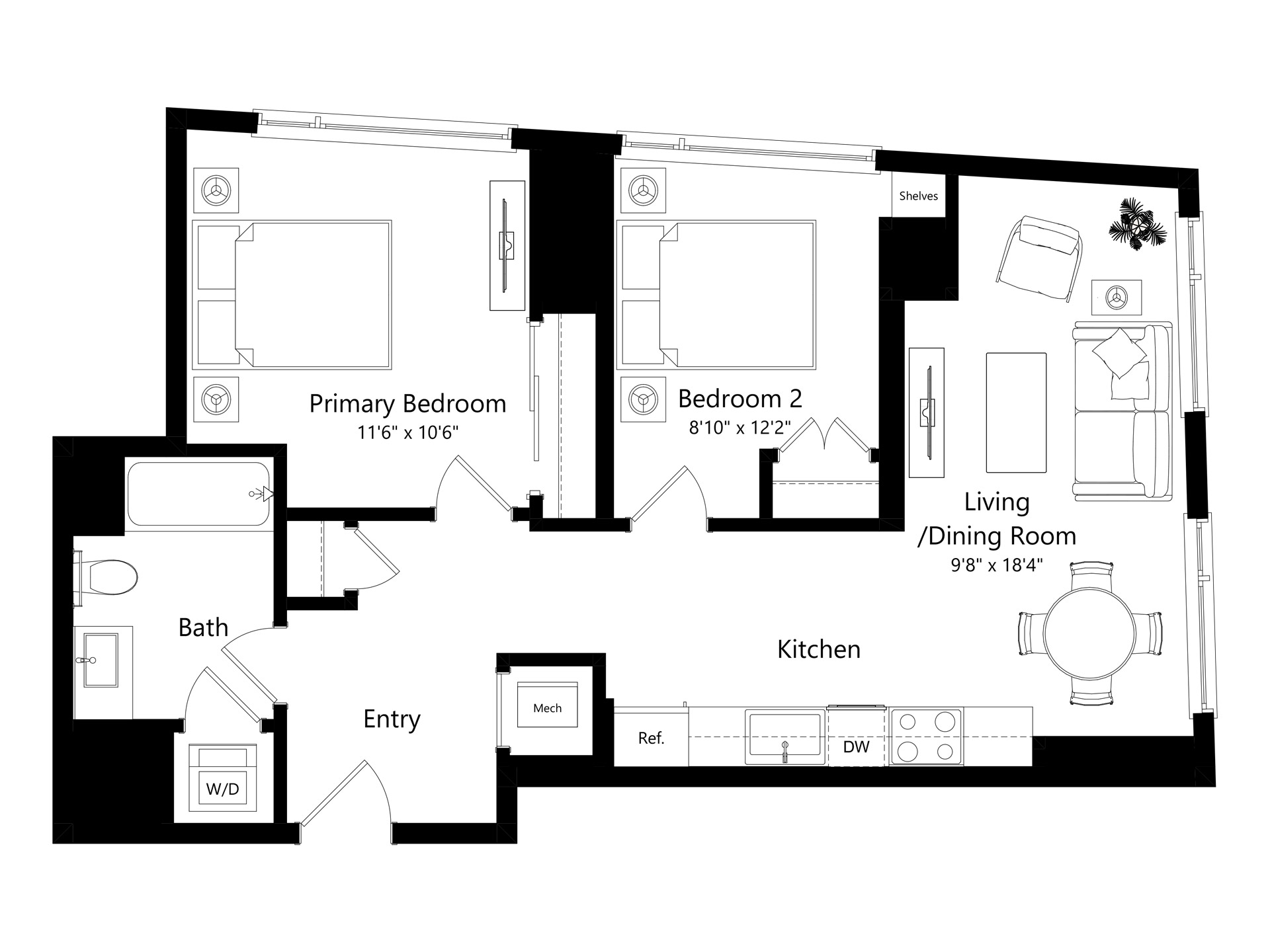 Floor plan layout diagram for B6