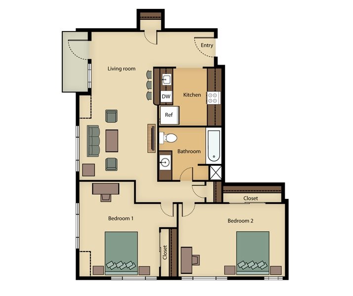 1 Bedroom, 1 Bathroom