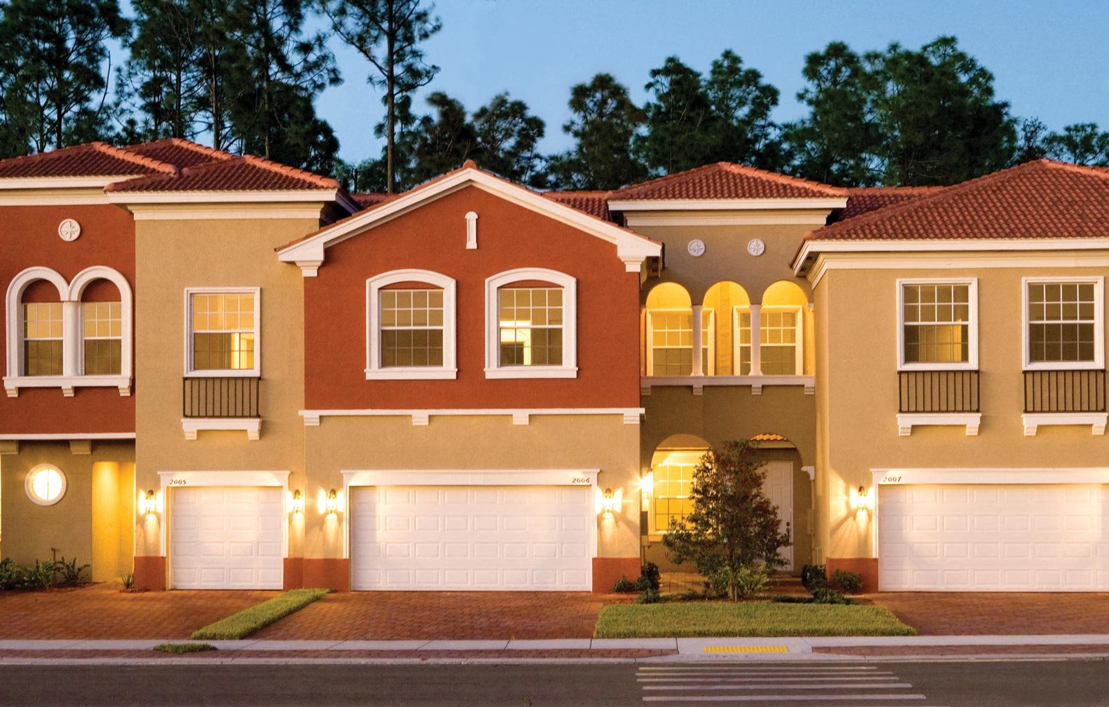 The Falls of Portofino TownHomes at Night