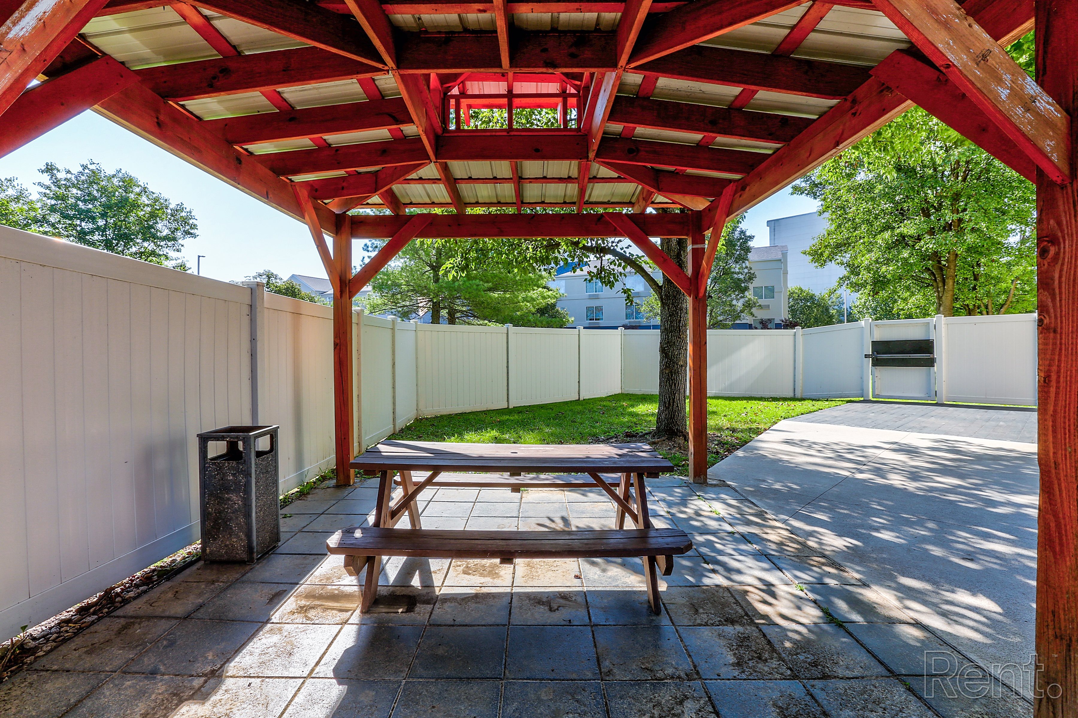 Wooden picnic table at AVIA North Shore Apartments, Jeffersonville, IN