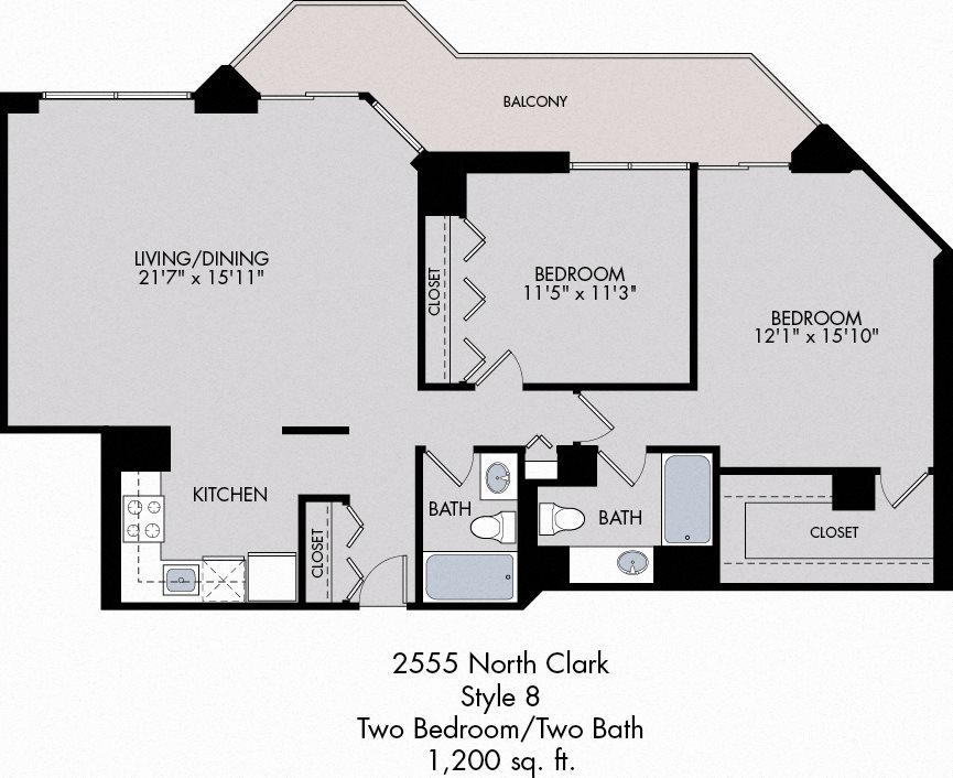 2 Bed / 2 Bath