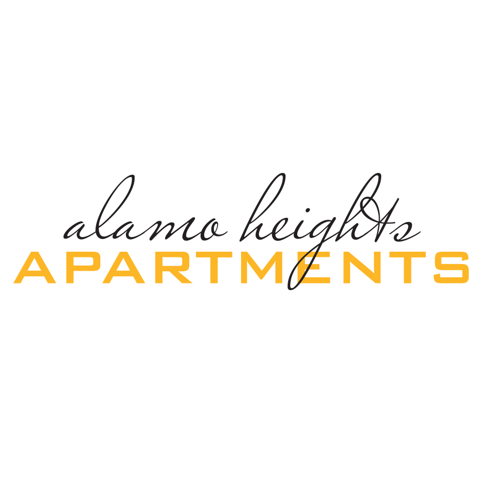 Alamo Heights Apartments written in cursive font.