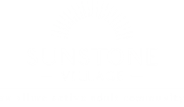 A logo for Sunstone Village depicting an active adult community.
