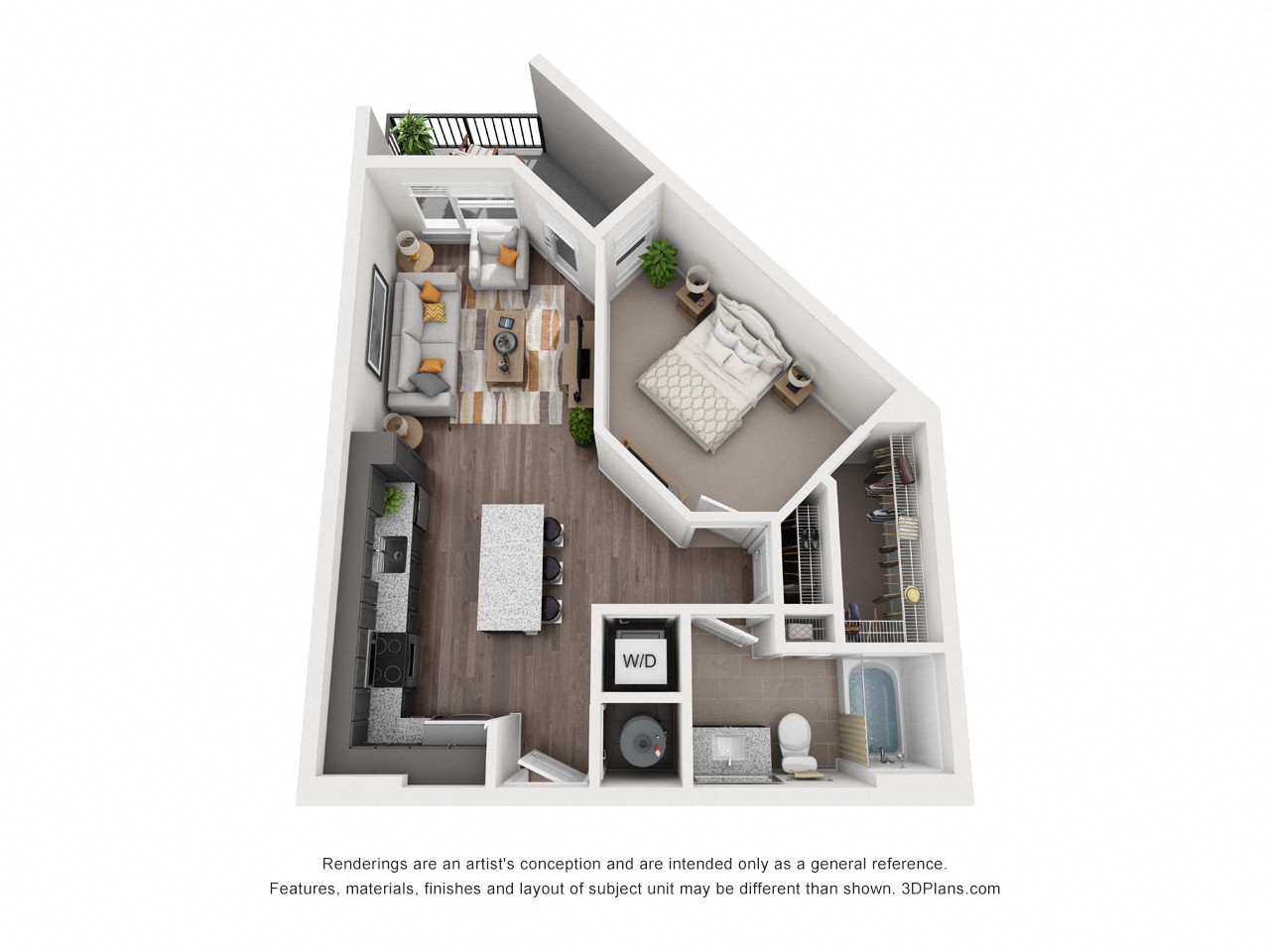 Floor plan layout diagram for 1B
