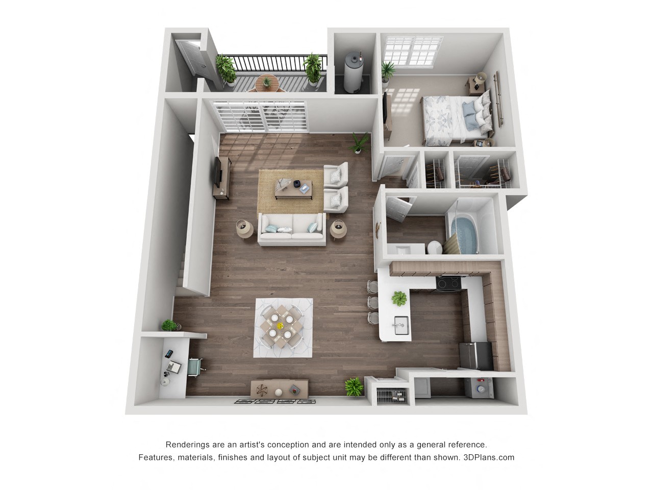 Floor plan layout diagram for 1B-Garage