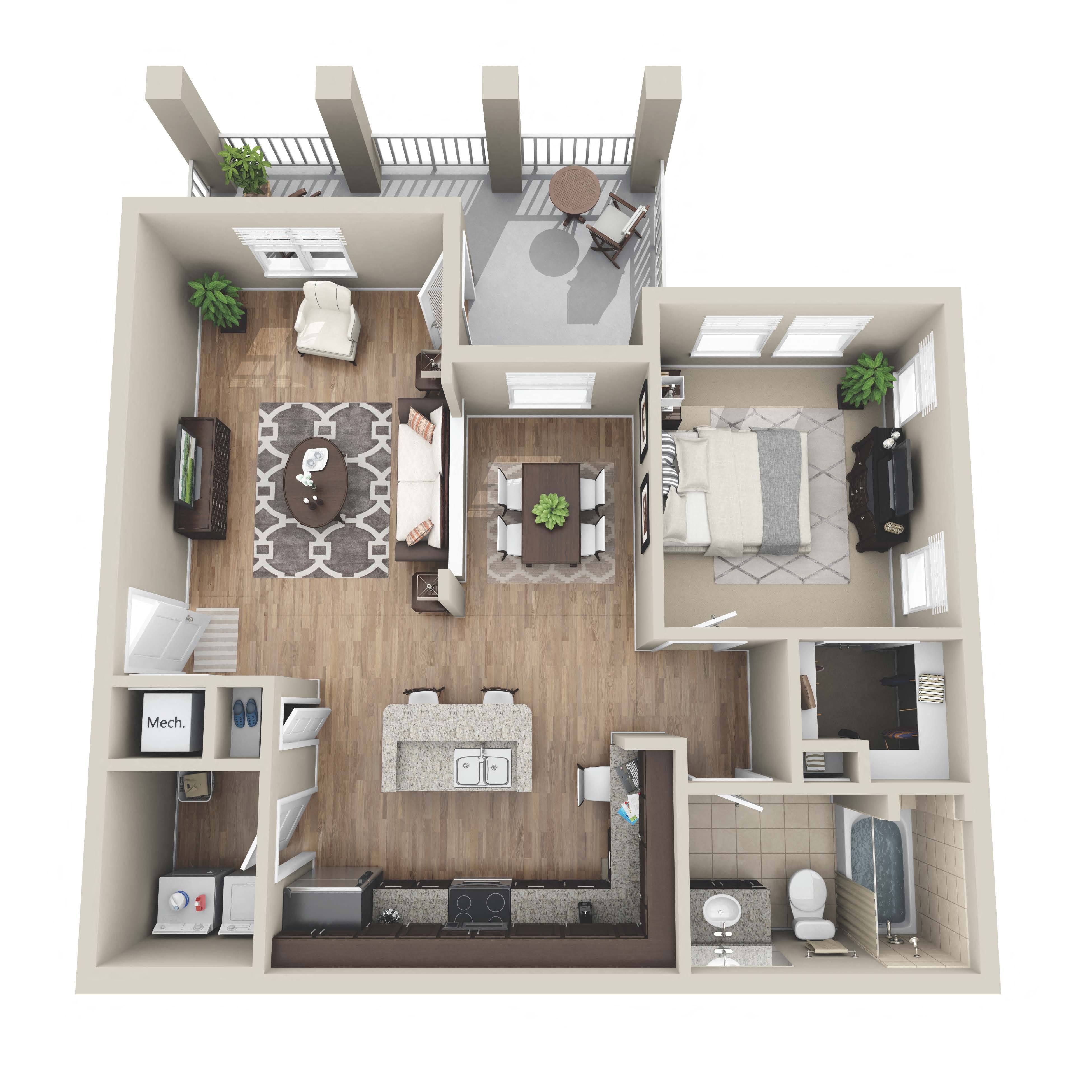 Floor plan layout diagram for 1B
