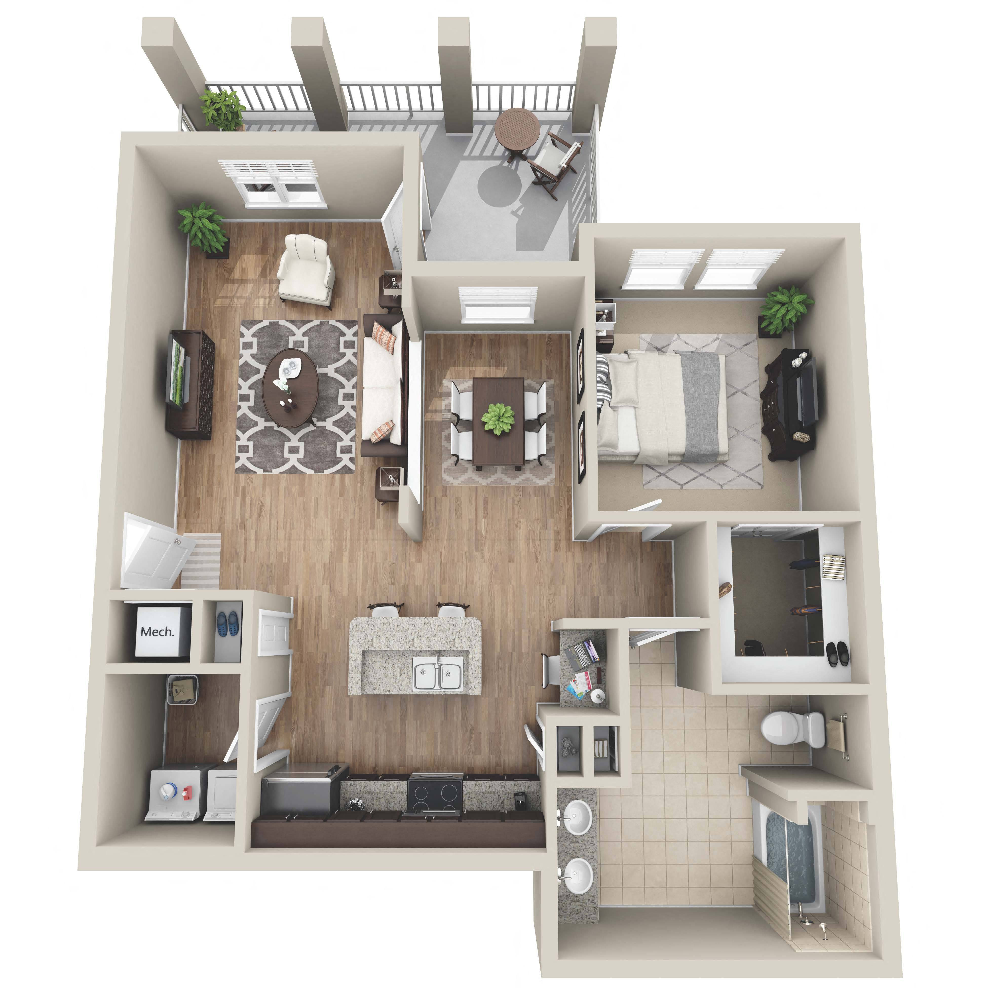 Floor plan layout diagram for 1C