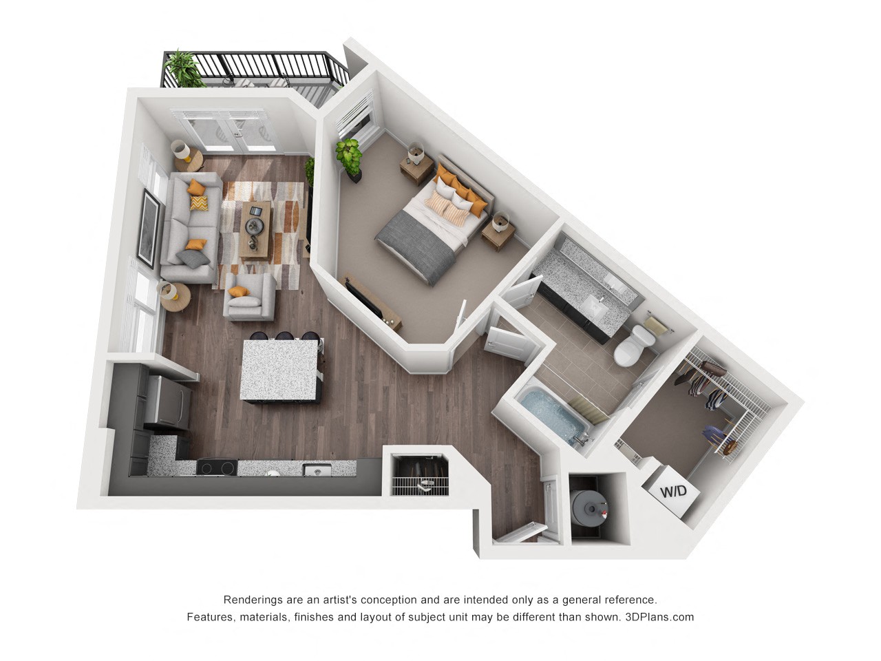 Floor plan layout diagram for 1D