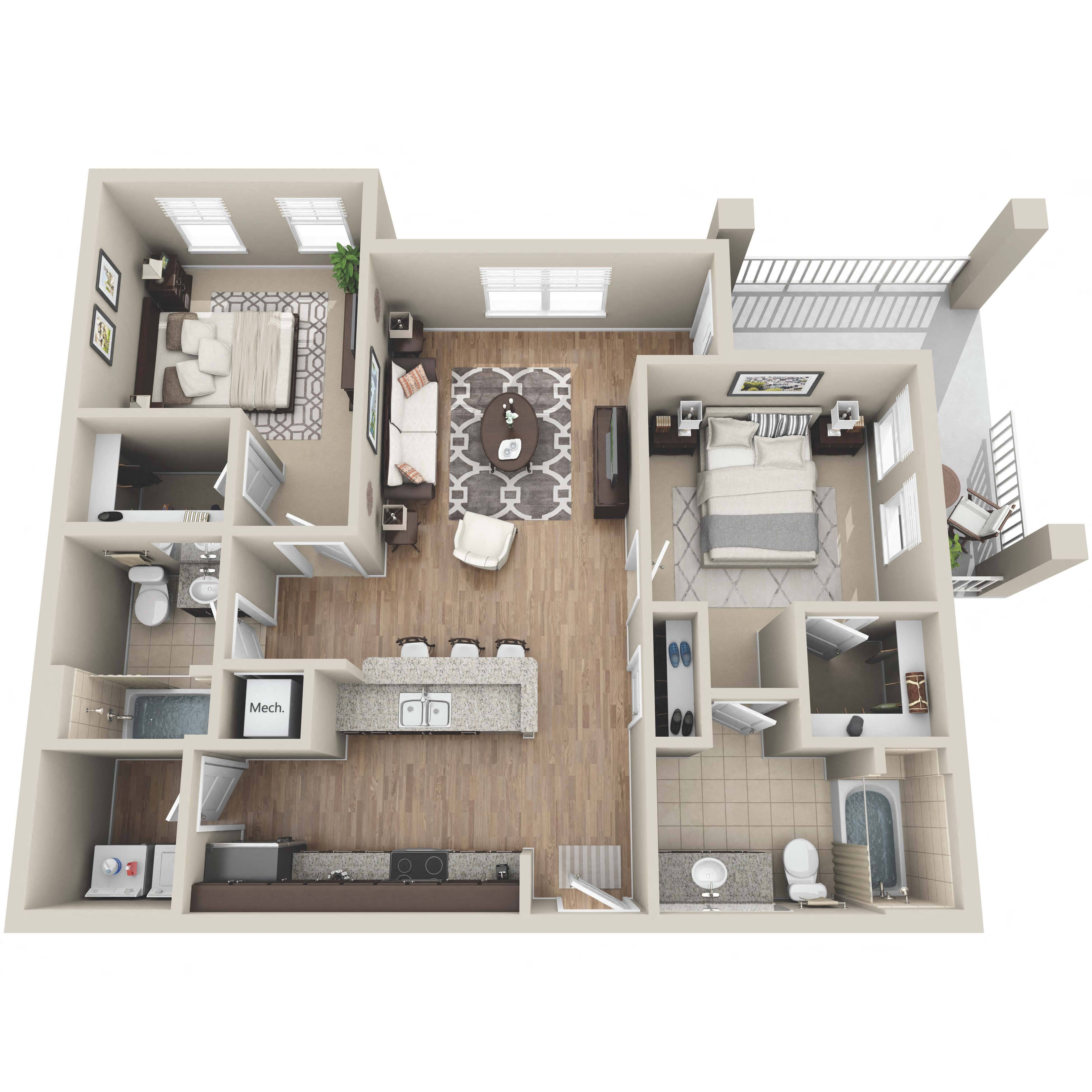 Floor plan layout diagram for 2C
