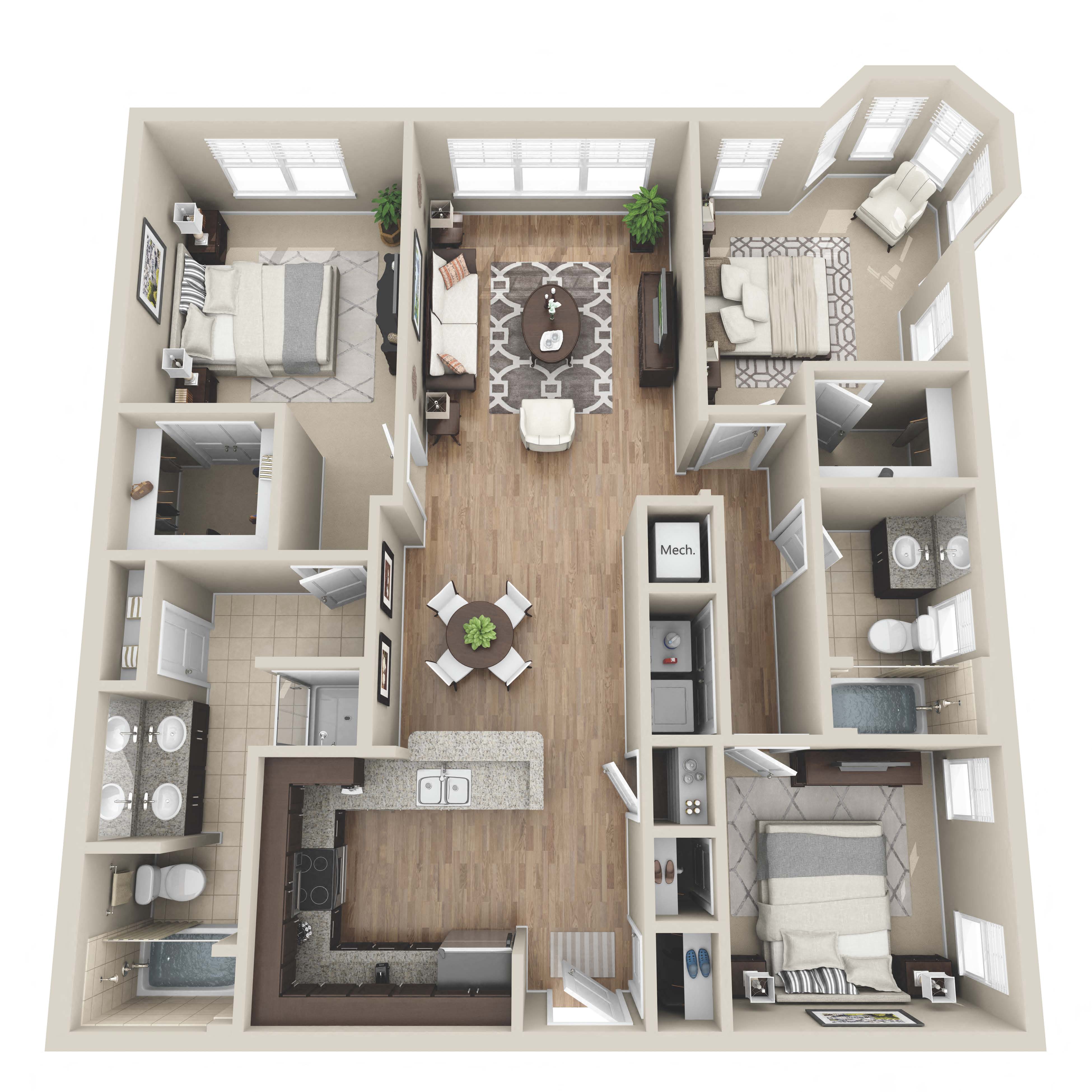 Floor plan layout diagram for 3A