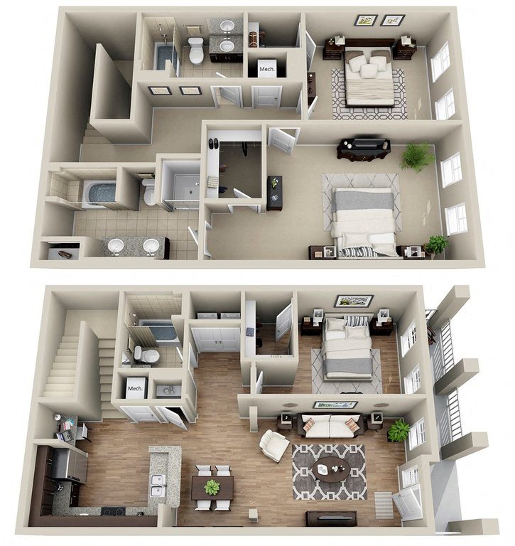 Floor plan layout diagram for 3B