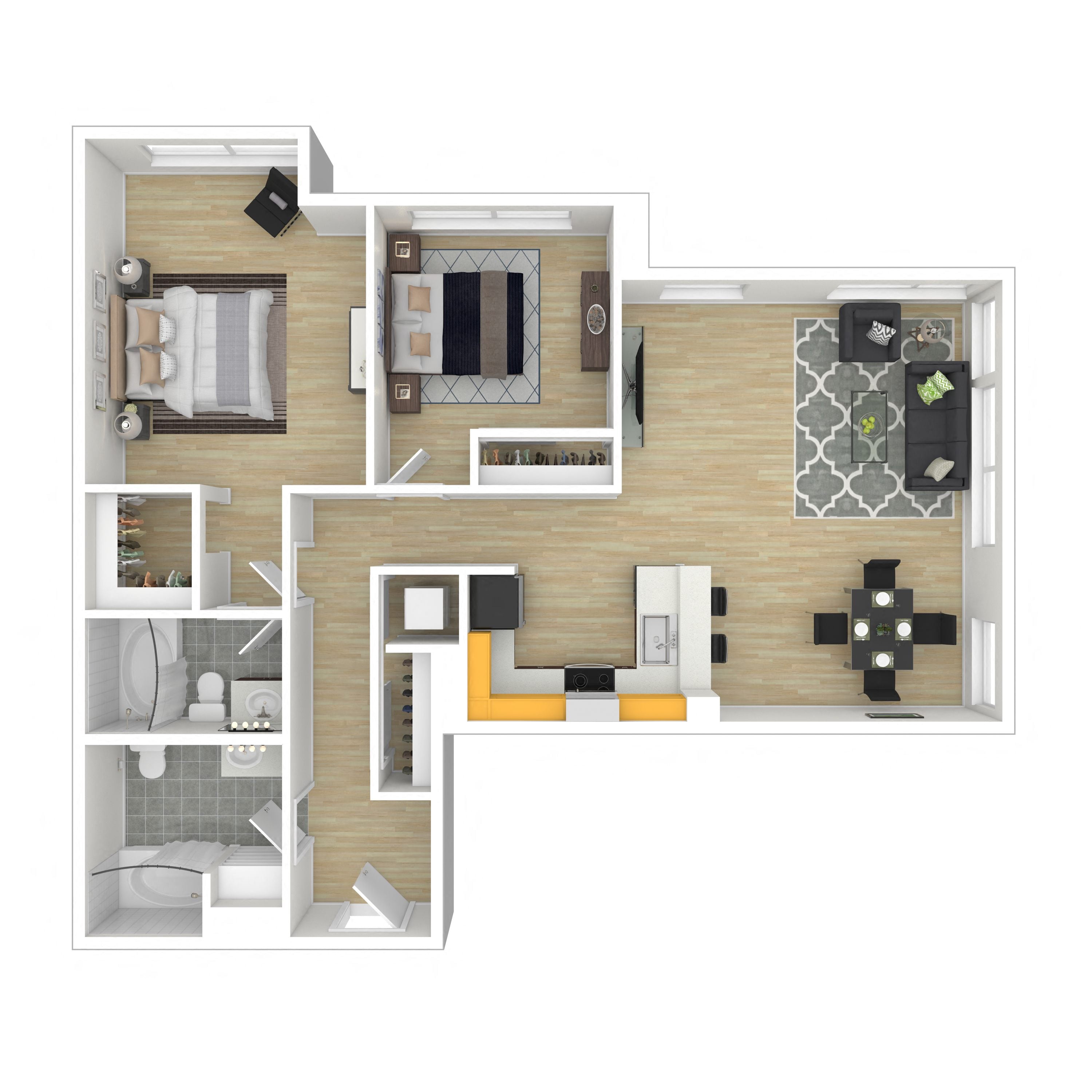 Floor plan layout diagram for 2E